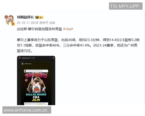媒体人透露达拉斯摩尔已正式加盟吉林男篮开启新征程